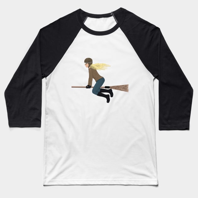 Thoroughly Modern Witch Baseball T-Shirt by Wayne Brant Images